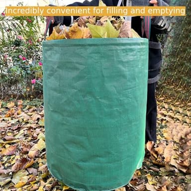 Leaf Collector & Leaf Bag 2-Pack | 106 Gallon Reusable Standable Yard Waste Bags | Portable Durable Garden Clippings Container with 4 Handles for Lawn Care, Camping & Recycling - Image 6