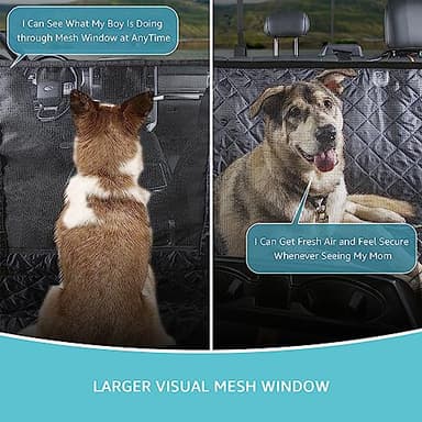 Truck Dog Seat Cover for Pickup Back Seat | Mesh Window & Seat Belt | 100% Waterproof Dog Hammock for Car Safe Travel with Side Door Protectors | Non-Slip, Scratchproof Pet Rear Seat Cover - Image 2