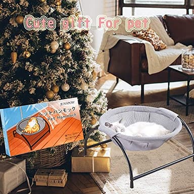 JUNSPOW Cat Bed Dog/Pet Hammock Bed Free-Standing Kitty Sleeping Cat Supplies Pet Supplies Whole Wash Stable & Breathable Easy Assembly Indoors Outdoors, 16.9 in x 16.9 in x 9.5 in - Image 5