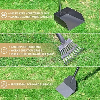 Heeyoo Dog Pooper Scooper, Dog Poop Tray and Rake Set, Pet Waste Removal Scoop with Long Adjustable Sectional Stainless Handles - Image 6