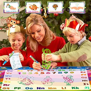 Toddler Toys Water Doodle Mat: 40 X 30 Inch Mess Free Coloring & Drawing Instant Drying Mat - Kids Learning Toys for Girls Age 3-5 Home Educational Activities - Birthday/Christmas Gifts for Girls Boys - Image 5