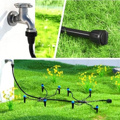 Bonviee Drip Irrigation Parts for 5/16" Main Line - (6-Pack) - 3 x PVC Female Hose Thread Non-Swivel Adapter and 3 x Barbed Threaded End Plugs - Drip Irrigation Fittings - Image 2