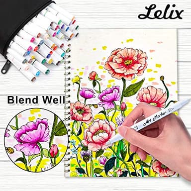 Lelix 61 Colors Alcohol Art Markers, 60 Colors Plus 1 Blender Dual Tip Permanent Marker Pens Highlighters Perfect for Kids Adults Artist Drawing Sketching Card Making & Coloring Books - Image 6