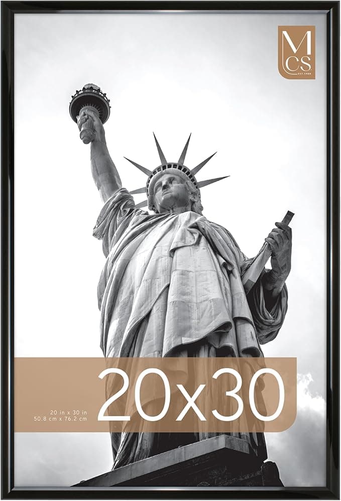 MCS Trendsetter 20x30 Poster Frame Black High-Gloss, Vertical & Horizontal Wall Hanging Large Picture Frame for Photos, Posters & Art Prints (1-Pack - Image 1