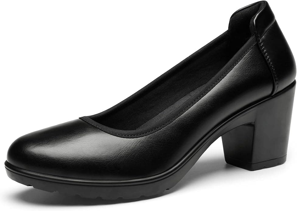 DREAM PAIRS Women's Chunky Closed Toe Low Block Heels Work Pumps Comfortable Round Toe Dress Wedding Shoes Nereida - Image 1