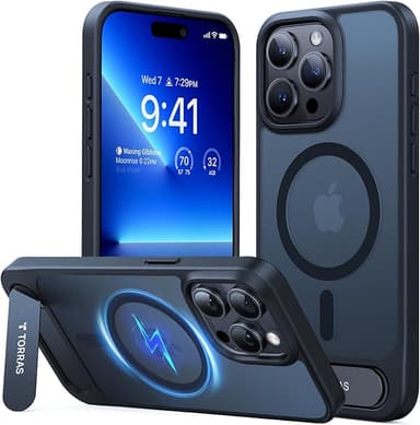 TORRAS for iPhone 15 Pro Max Case Translucent Black | Strong Magnetic & Seamless Stand, Fit for MagSafe, Military-Grade Drop Protection, Sturdy Adjustable Built-in Kickstand, Slim Matte Finish - Image 1