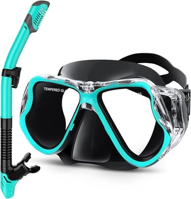 Greatever Dry Snorkel Set,Panoramic Wide View,Anti-Fog Scuba Diving Mask,Professional Snorkeling Gear - Image 1