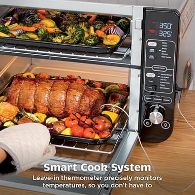 Ninja DCT451 12-in-1 Smart Double Oven with FlexDoor, Thermometer, FlavorSeal, Smart Finish, Rapid Top Convection and Air Fry Bottom , Stainless Steel - Image 4