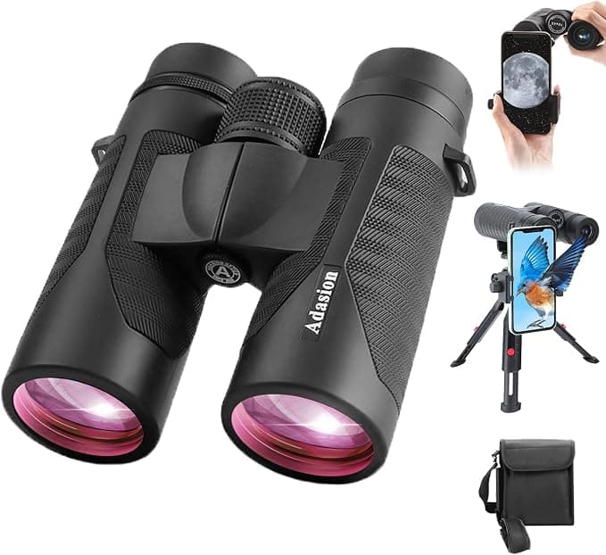 12x42 HD Binoculars for Adults High Powered with Phone Adapter and Tripod, Super Bright BAK4 Prism Waterproof Binoculars for Bird Watching Hunting Hiking Safari Travel Sports - Image 1