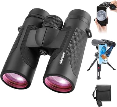 12x42 HD Binoculars for Adults High Powered with Phone Adapter and Tripod, Super Bright BAK4 Prism Waterproof Binoculars for Bird Watching Hunting Hiking Safari Travel Sports - Image 1