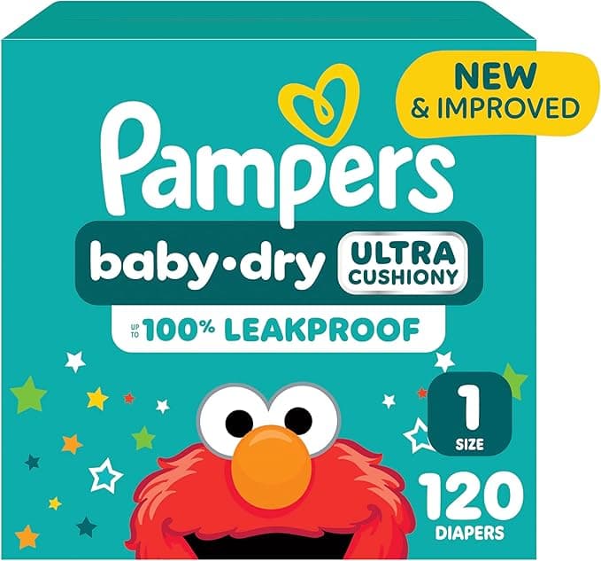 Pampers Diapers - Baby Dry - Size 1, 120 Count, Absorbent Disposable Infant Diaper (Packaging May Vary - Image 1