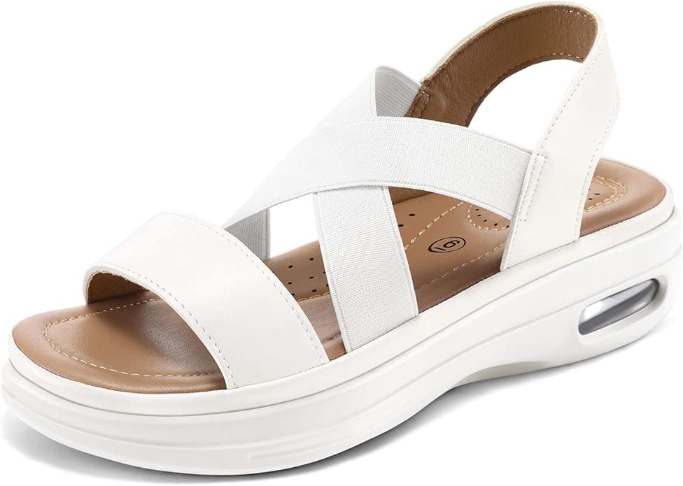 mysoft Women's Comfortable Walking Sandals Air Cushion Sport Slingback Elastic Band Platform Shoes - Image 1