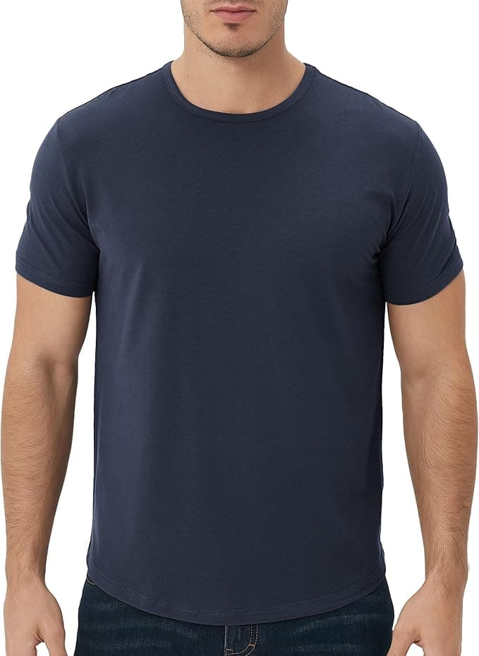 netdraw Men's Ultra-Soft Bamboo Viscose T-Shirt, Curved Hem Lightweight Cooling Cotton Blend Casual Tee - Image 1