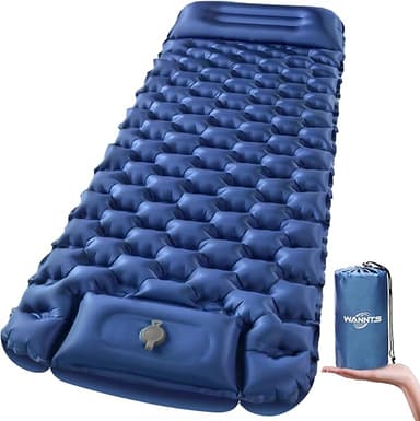 WANNTS Sleeping Pad, Ultralight Inflatable Sleeping Pad for Camping, Built-in Pump, Ultimate for Hiking - Airpad, Carry Bag,-Compact & Lightweight Camping pad(Blue - Image 1
