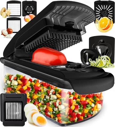 Fullstar The Original Pro Chopper - Vegetable Chopper and Spiralizer, Food Chopper with Container, Fruit Slicer, Kitchen Gadgets & Gifts, Home Essentials (8 in 1, Black - Image 2