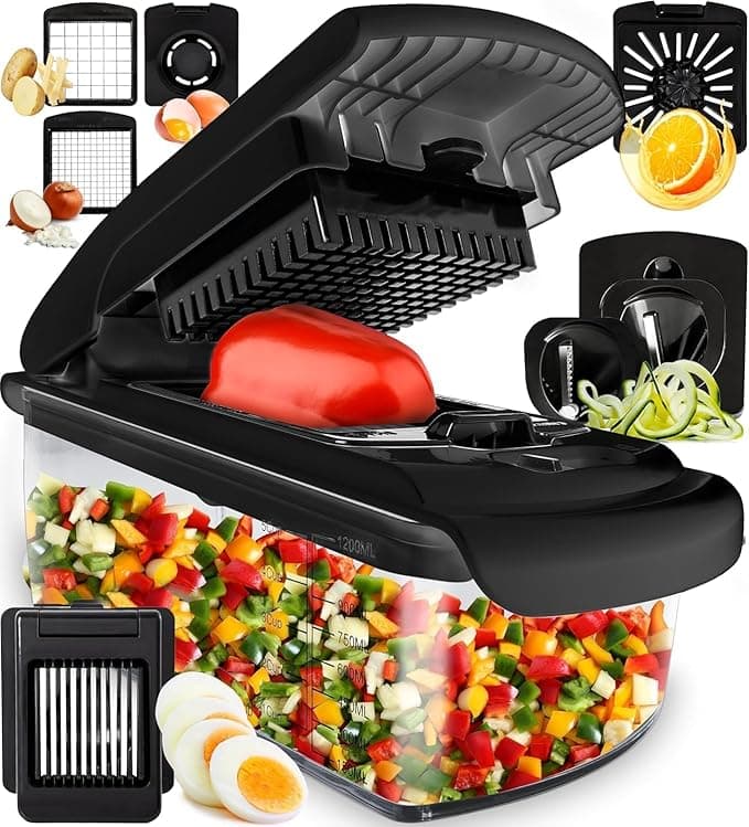 Fullstar The Original Pro Chopper - Vegetable Chopper and Spiralizer, Food Chopper with Container, Fruit Slicer, Kitchen Gadgets & Gifts, Home Essentials (8 in 1, Black - Image 1