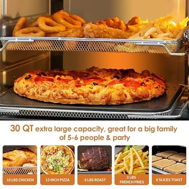 NUWAVE Bravo XL Air Fryer Convection Toaster Oven Countertop, 112-in-1 Smart Grill Combo with Original Flavors & Marks, Adjustable Heating Zones for Pizza, Roast, Bake, 50-500°F, Stainless Steel, 30QT - Image 6