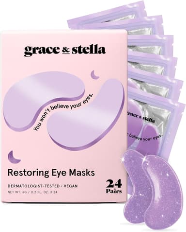 grace & stella Retinol Under Eye Patches for Puffy Eyes & Dark Circles - Restoring Gel Under Eye Masks with Hyaluronic Acid - Christmas Gifts for Teens, Birthday Gifts for Women (Purple, 24 Pairs - Image 2