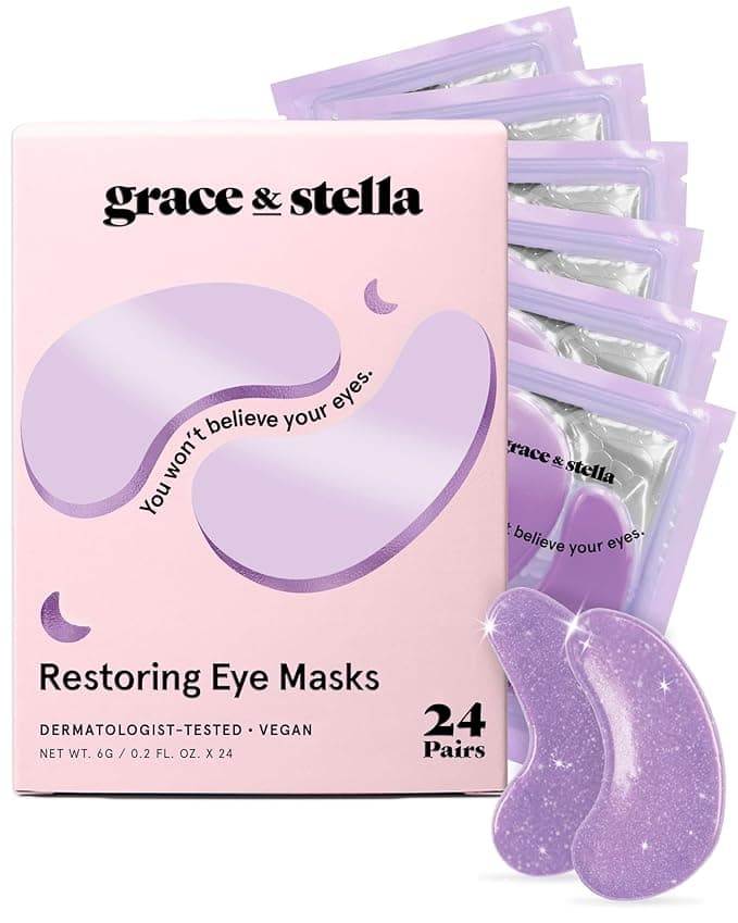 grace & stella Retinol Under Eye Patches for Puffy Eyes & Dark Circles - Restoring Gel Under Eye Masks with Hyaluronic Acid - Christmas Gifts for Teens, Birthday Gifts for Women (Purple, 24 Pairs - Image 1