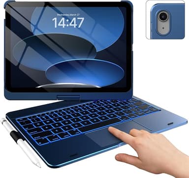 typecase Touch iPad 11th 10th Generation Case with Keyboard (11" 2025, A16 & 10.9" 2022) – 360° Rotatable, 11-Color Backlit, Multi-Touch Trackpad, Pencil Holder, Thin & Light – Midnight Blue - Image 1