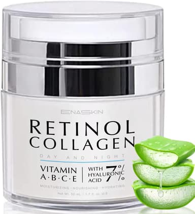 EnaSkin Retinol Collagen Face Moisturizer: Anti Aging & Wrinkle Repair Cream for Women - 7% Hyaluronic Acid Boost Hydration Formula - Facial Neck Day/Night Firming & Lifting, 1.7 Fl Oz - Image 2