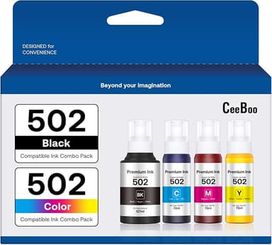 Compatible 502 Ink Bottles Replacement for Epson Compatible 502 Ink Refill Bottles ( Not Sublimation Ink ) Use for ET-2850 ET-3830 ET-3850, 4 Bottles - Image 1