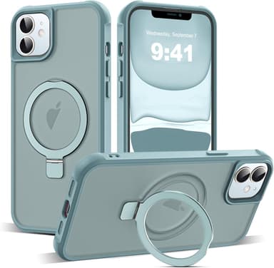 Compatible with iPhone 11 Case with Invisible Magnetic O-Ring Stand Military-Grade Translucent Case for iPhone 11 6.1" [Compatible with Mag-Safe][Great Grip Feeling], Blue - Image 2