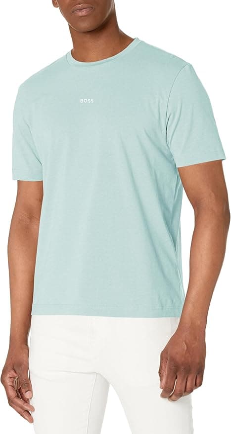 BOSS Mens Small Chest Logo Regular Fit Cotton T-Shirt - Image 1