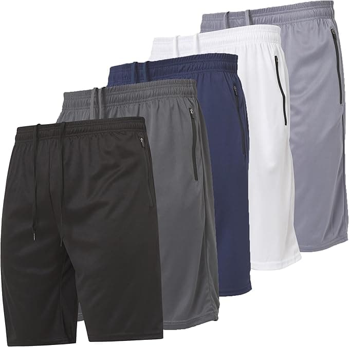 Ultra Performance Mens 5 Pack Athletic Running Shorts, Basketball Gym Workout Shorts for Men with Zippered Pockets - Image 1
