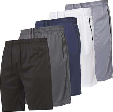 Ultra Performance Mens 5 Pack Athletic Running Shorts, Basketball Gym Workout Shorts for Men with Zippered Pockets - Image 1