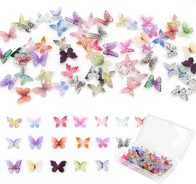 90Pcs Mini Resin Butterflies, Miniature Little Butterfy Decoration, Tiny Butterflies for DIY Crafts, Mini Resin Animals Figurines for Fairy Garden Micro Landscaping Decor - Image 1