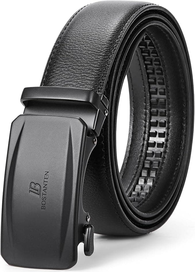 BOSTANTEN Mens Belt Leather Ratchet Belt For Men Dress and Casual with Adjustable Buckle, Trim to Fit - Image 1