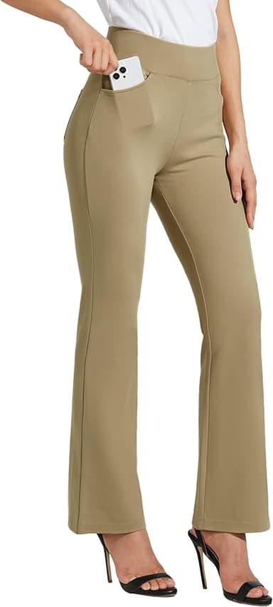 Willit Women's Yoga Dress Pants Bootcut Work Slacks Stretch Office Casual Flare Pants Petite/Regular 4 Pockets 28"/30" - Image 1