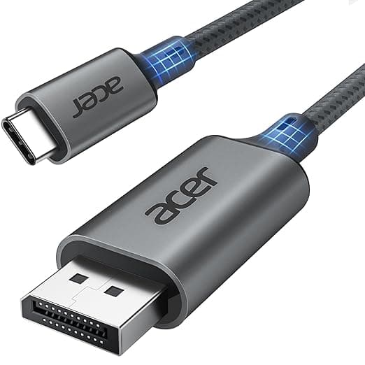 acer USB C to DisplayPort Cable 6.6 FT (4K@60HZ 2K@165Hz), Type-C to DisplayPort Cord (Sturdy Aluminum, Plug & Play) Thunderbolt 3/4/5 Compatible with MacBook Pro/Air, iPhone 16 Pro/Max, XPS, Surface - Image 1