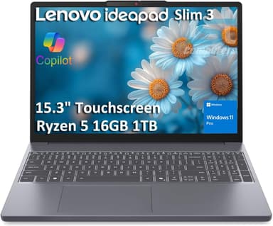 Lenovo IdeaPad Slim 3 Touchscreen Laptop (15.3" FHD+, AMD Ryzen 5 8540U (> Intel i7-1355U), 16GB RAM, 1TB SSD) for Business, Home, 1080p IR Webcam, Backlit, 14-Hr Battery Life, Wi-Fi 6, Win 11 Pro - Image 2