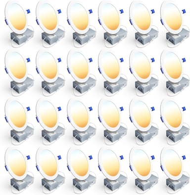Ensenior 24 Pack 6 Inch LED Recessed Ceiling Light, Dimmable, 2700K-5000K 5CCT, 1200LM 12W 120V, High Brightness Canless Wafer Downlight - ETL&FCC&IC - Image 2