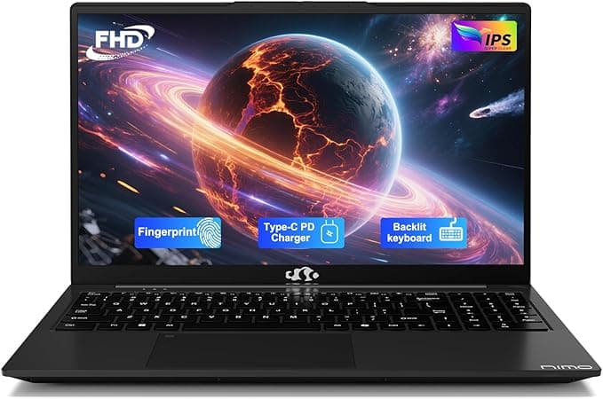 15.6'' FHD IPS Student-Laptop-Computer - AMD Ryzen 5(Beat i3 1215U 4 Cores Up to 3.7GHz), 16GB RAM 1TB SSD, 65W Type-C, 2 Years Warranty, Fingerprint, Backlit Keyboard, BT5.2, Numpad, Black - Image 1