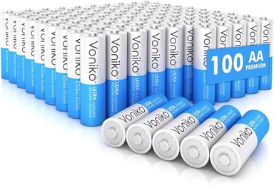 Voniko - Premium Grade AA Batteries - (100 Pack) - Alkaline Double A Battery - Ultra Long-Lasting, Leakproof 1.5v Batteries - 10-Year Shelf Life - Image 1