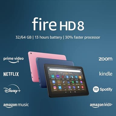 Like-New Amazon Fire HD 8 tablet, 8” HD Display, 64 GB, 30% faster processor, designed for portable entertainment, (2022 release), black - Image 1