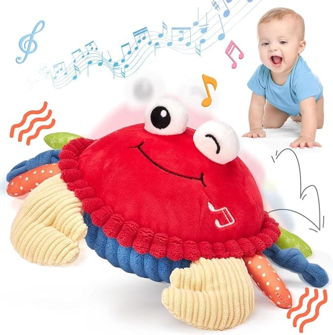 hahaland Baby Toys 6+ 12-18 Months - Crawling Musical Dancing Walking Moving Bouncing Learning Crab Tummy Time Toy Sensory Toddler Toys for 1-3 Year Old Christmas Birthday Gifts Stocking Stuffers - Image 1