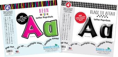 Barker Creek Letter Pop-Out Set, 4” Neon Lights, Set Includes 510 4" Letters, Numbers & Punctuation Marks, Multicolor Designer Letters, Office, Home, and School Décor (4431 - Image 2