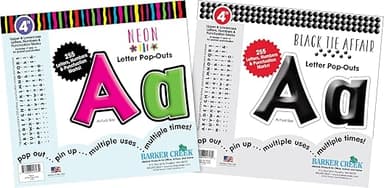 Barker Creek Letter Pop-Out Set, 4” Neon Lights, Set Includes 510 4" Letters, Numbers & Punctuation Marks, Multicolor Designer Letters, Office, Home, and School Décor (4431 - Image 1