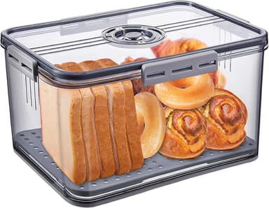 Gifhomfix Bread Box Bread Boxes for Kitchen Counter Airtight, Time Recording Bread Storage Container with Lid, Bread Keeper for Homemade Bread, Toast, Bagel, Donut and Cookies, LARGE Grey - Image 2