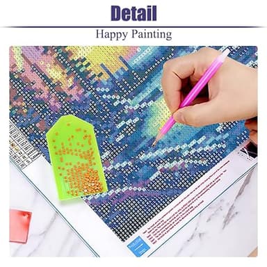 Diamond Art Kits for Adults - Aurora Moon Landscape Diamond Painting Kits DIY 5D Full Drill Diamond Dots Paintings with Diamonds Gem Art and Crafts for Home Decor 12x16 Inch - Image 6
