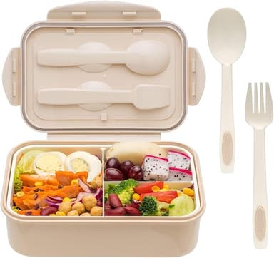LOVINA Bento Box for Adults and Kids - 1400ML Portable, Lightweight, Easy to Carry Meal Holder with Spoon & Fork, Durable, Leak-Proof, BPA-Free and Food-Safe Materials - Image 1