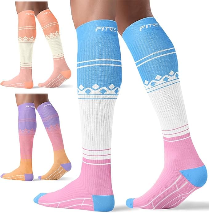 FITRELL 3 Pairs Compression Socks for Women and Men 20-30mmHg-Circulation Support Socks - Image 1
