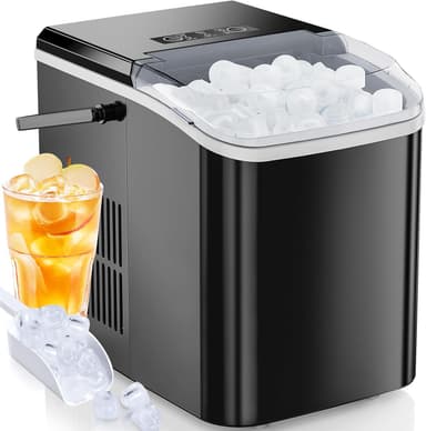OLIXIS Ice Maker Machine with Handle,26lbs in 24Hrs,9 Ice Cubes in 6 Mins,Auto-Cleaning Portable Ice Maker with Basket and Scoop, Countertop Ice Maker for Home/Kitchen/Camping/RV, Sleek Black - Image 2