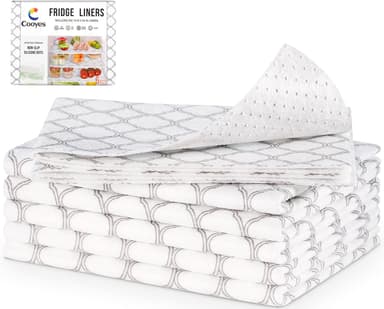 Cooyes Non Slip Refrigerator Liners, 2-in-1 Fridge Mats and Fresh-Keeping Shelf Liners, Absorbs Excess Moisture, BPA-Free, Multiple Sizes for Glass Shelves Kitchen Cabinets Drawers, 6 Pack, 12" × 24" - Image 2