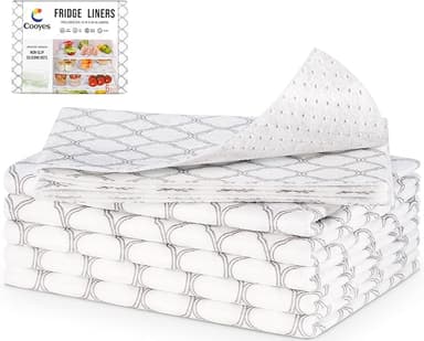 Cooyes Non Slip Refrigerator Liners, 2-in-1 Fridge Mats and Fresh-Keeping Shelf Liners, Absorbs Excess Moisture, BPA-Free, Multiple Sizes for Glass Shelves Kitchen Cabinets Drawers, 6 Pack, 12" × 24" - Image 1