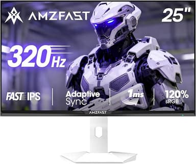Amzfast 25 Inch White Gaming Monitor 320Hz/300Hz/240Hz, FHD 1080P 1ms Fast IPS Monitor, 12 Months Warranty Exchange (HDMI & DP Dual Cable) TÜV Rheinland Eye Care | AI Crosshair, Night Vision Function - Image 1